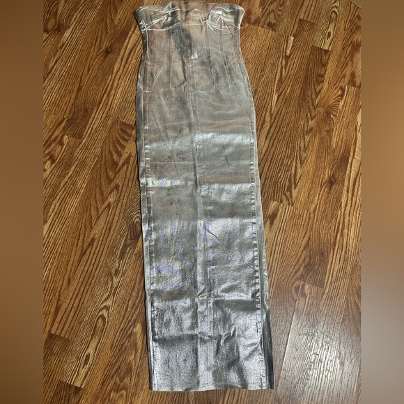 ZARA WOMAN NWT ZW FITTED DRESS METALLIC SILVER SIZE XS - Picture 12 of 15